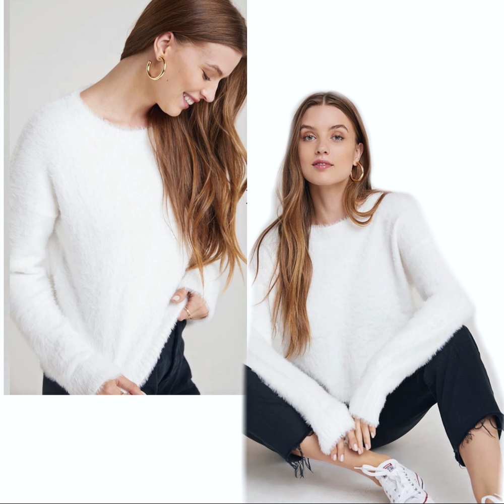 White fuzzy cozy winter sweater
